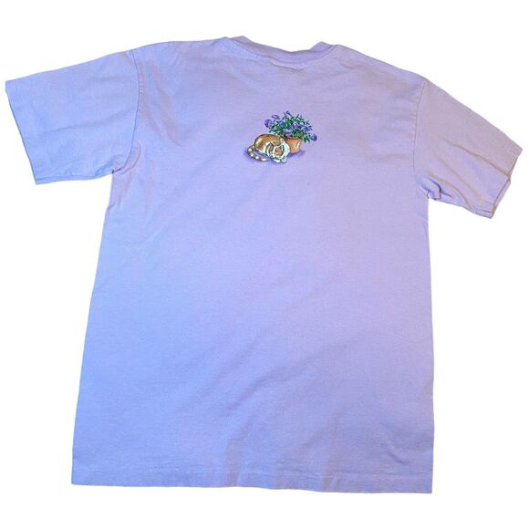 90s Ducks Unlimited Cat Bird Garden Tee M Ferragamo Graphic Lavender Cotton - Picture 5 of 10
